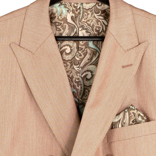 Men’s Double Breasted 2 Piece Suit with Sharkskin Finish - Mocha Regular Fit