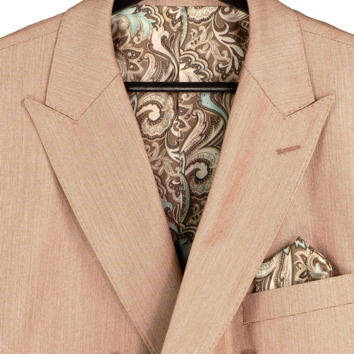 Men’s Double Breasted 2 Piece Suit with Sharkskin Finish - Mocha Regular Fit