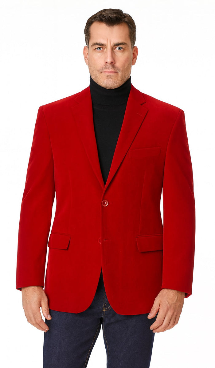 Crux Men's 2-Button Velvet Blazer in Sapphire Blue by Vinci