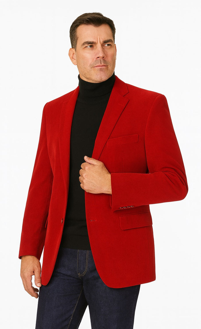 Crux Men's 2-Button Velvet Blazer in Sapphire Blue by Vinci