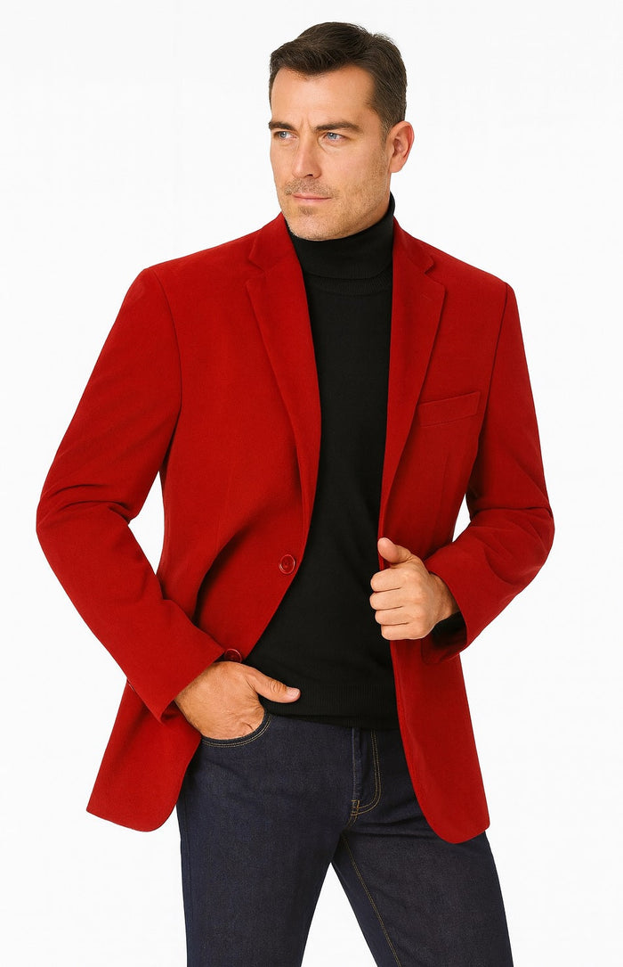 Crux Men's 2-Button Velvet Blazer in Sapphire Blue by Vinci