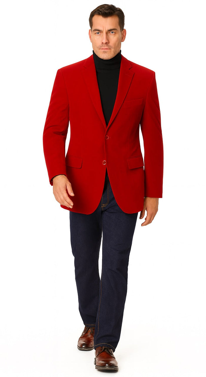 Crux Men's 2-Button Velvet Blazer in Sapphire Blue by Vinci