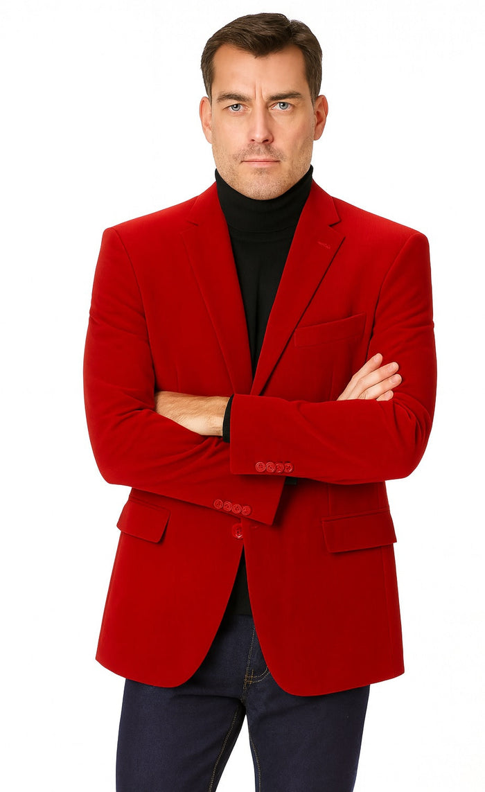 Crux Men's 2-Button Velvet Blazer in Sapphire Blue by Vinci