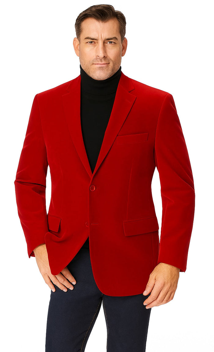 Crux Men's 2-Button Velvet Blazer in Sapphire Blue by Vinci