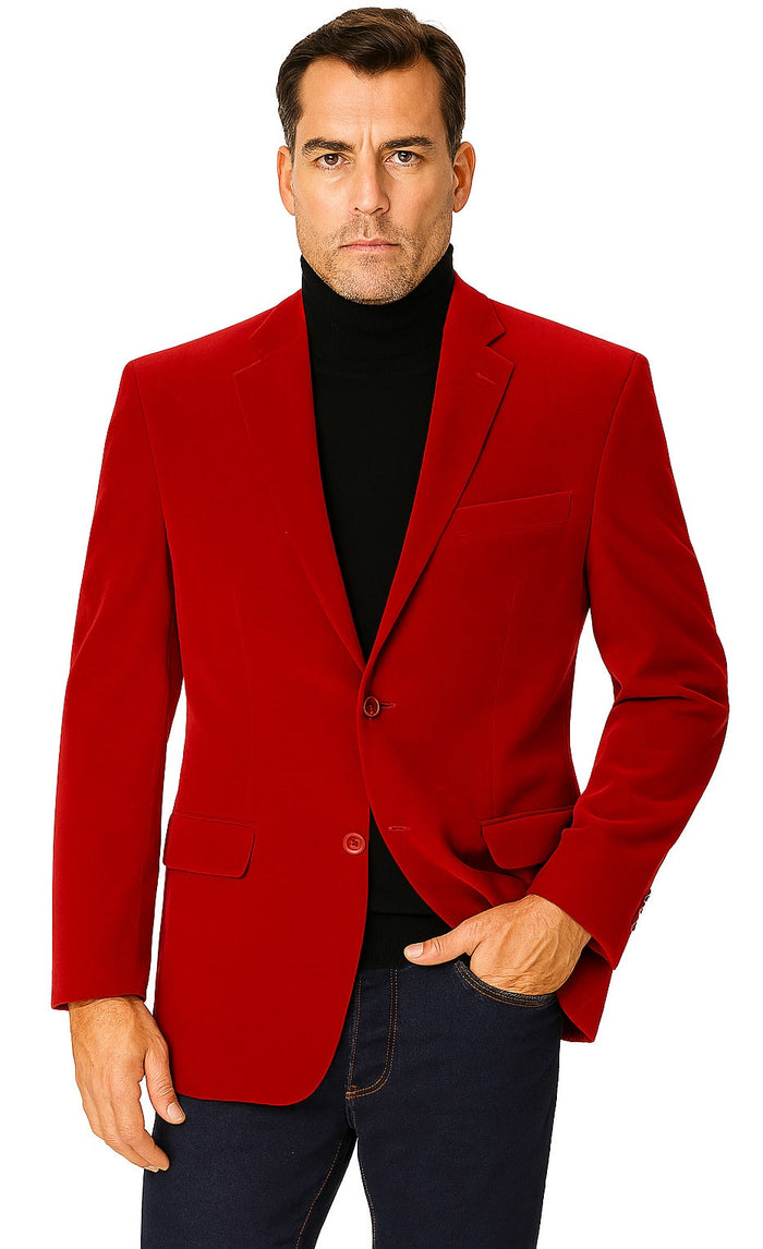 Crux Men's 2-Button Velvet Blazer in Sapphire Blue by Vinci
