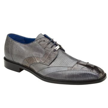 Men's Belvedere Valter Lizard & Crocodile Hornback Tail Dress Shoe in Grey
