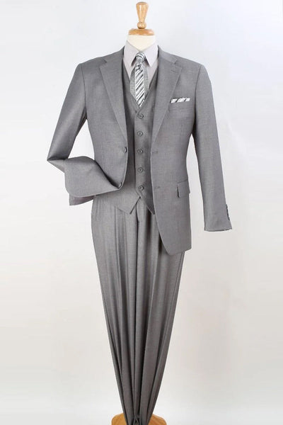 Apollo King "Classic Fit Men's Vested Suit in Light Grey - Two Button Pleated Pant"