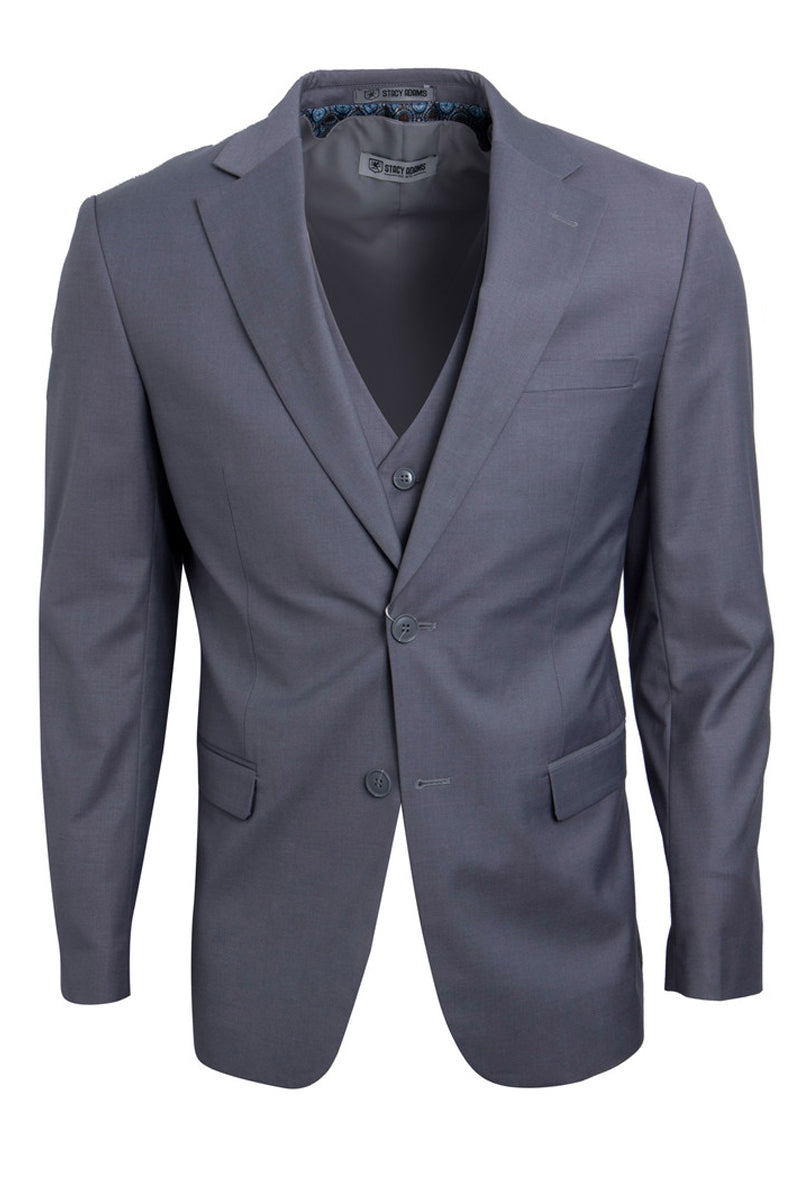 Men's Medium Grey Vested Stacy Adams 2-Button Suit