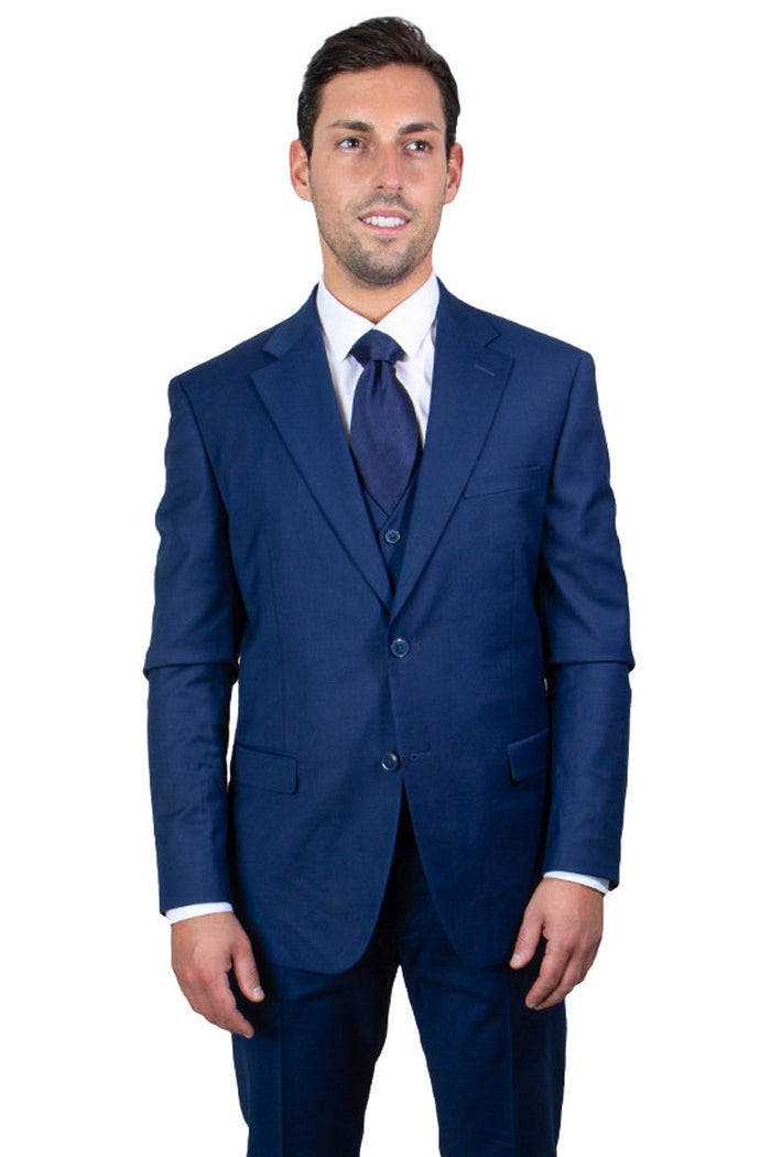 Men's Two-Button Indigo Blue Stacy Adams Vested Suit: Classic Look & Modern Style