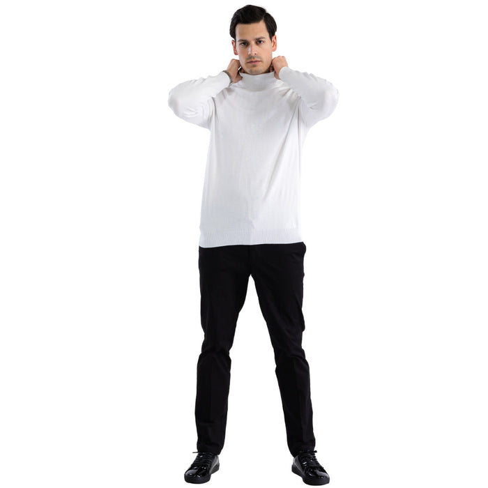 MENS WHITE PULLOVER TURTLENECK SWEATER USA Men's Outlet