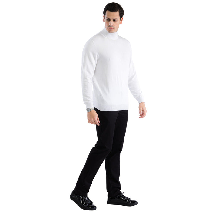 MENS WHITE PULLOVER TURTLENECK SWEATER USA Men's Outlet