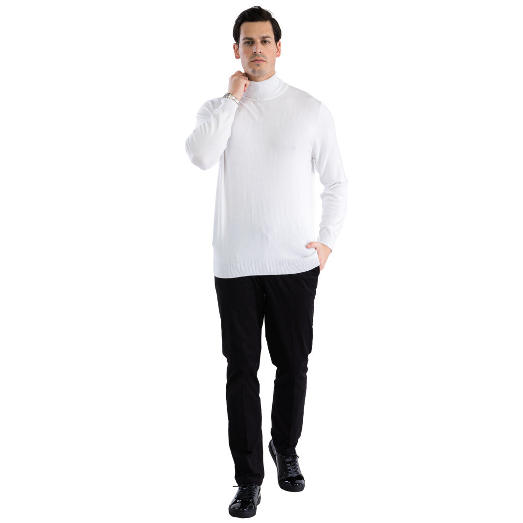 MENS WHITE PULLOVER TURTLENECK SWEATER USA Men's Outlet
