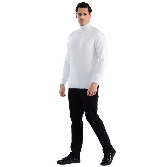 MENS WHITE PULLOVER TURTLENECK SWEATER USA Men's Outlet