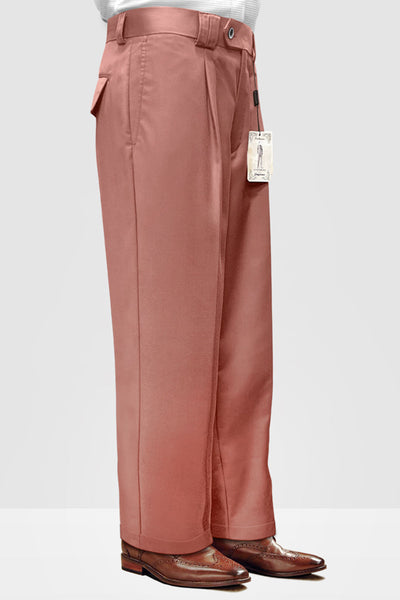 Men's Mauve Pink Wool Pleated Wide Leg Pants