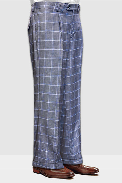 Men's Grey Wool Pleated Wide Leg Pants