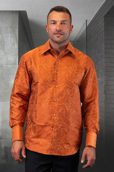 Men's Copper Paisley Woven Dress Shirt