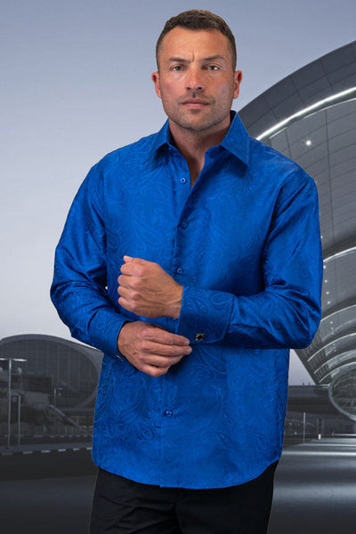 Men's Sapphire Paisley Dress Shirt