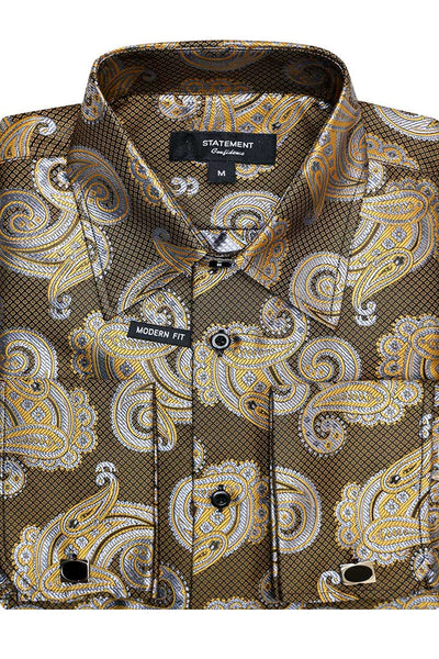 Men's Copper Paisley French Cuff Dress Shirt