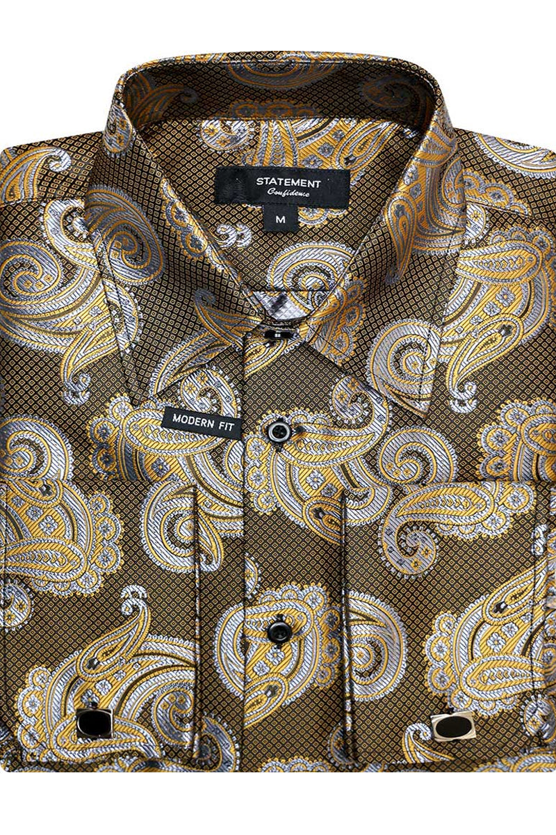 Men's Copper Paisley French Cuff Dress Shirt