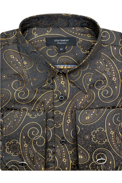 Men's Gold Paisley French Cuff Dress Shirt