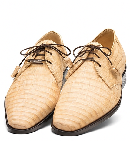 Marco Milano Exotic Caiman Shoes Oryx Tan Gator Derby Lacio