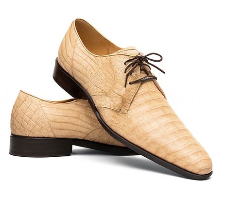 Marco Milano Exotic Caiman Shoes Oryx Tan Gator Derby Lacio