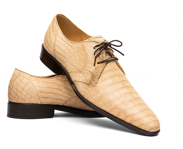 Marco Milano Exotic Caiman Shoes Oryx Tan Gator Derby Lacio