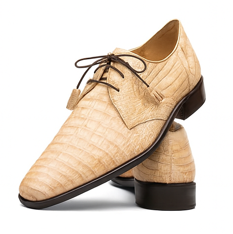 Marco Milano Exotic Caiman Shoes Oryx Tan Gator Derby Lacio