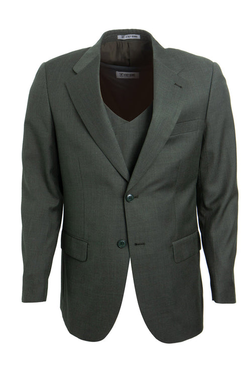 Mens Two-Button Sharkskin Suit by Stacy Adams - Olive Green