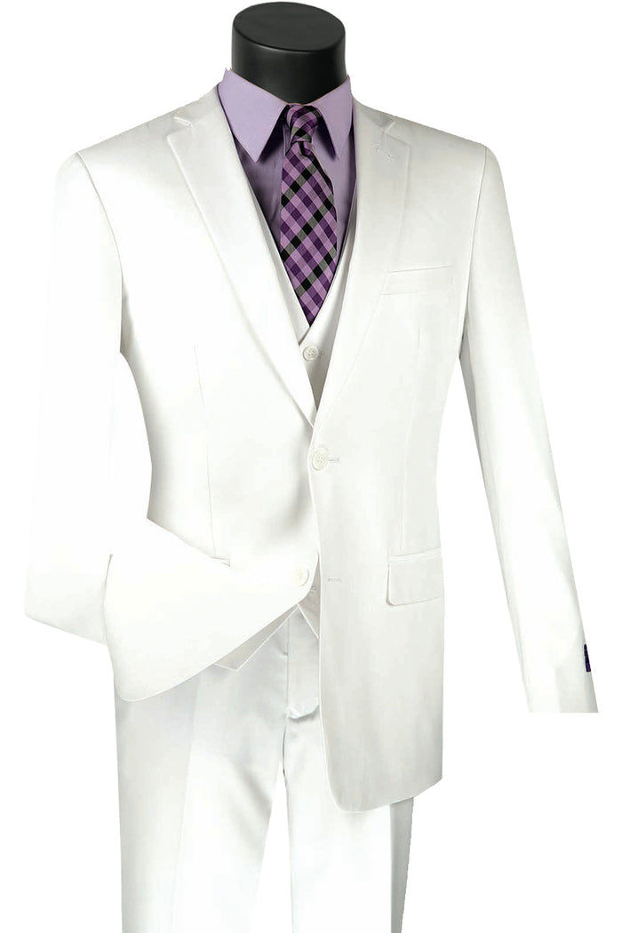 Mens Fancy Vested Mandarin Collar Tuxedo Suit in Beige by Vinci