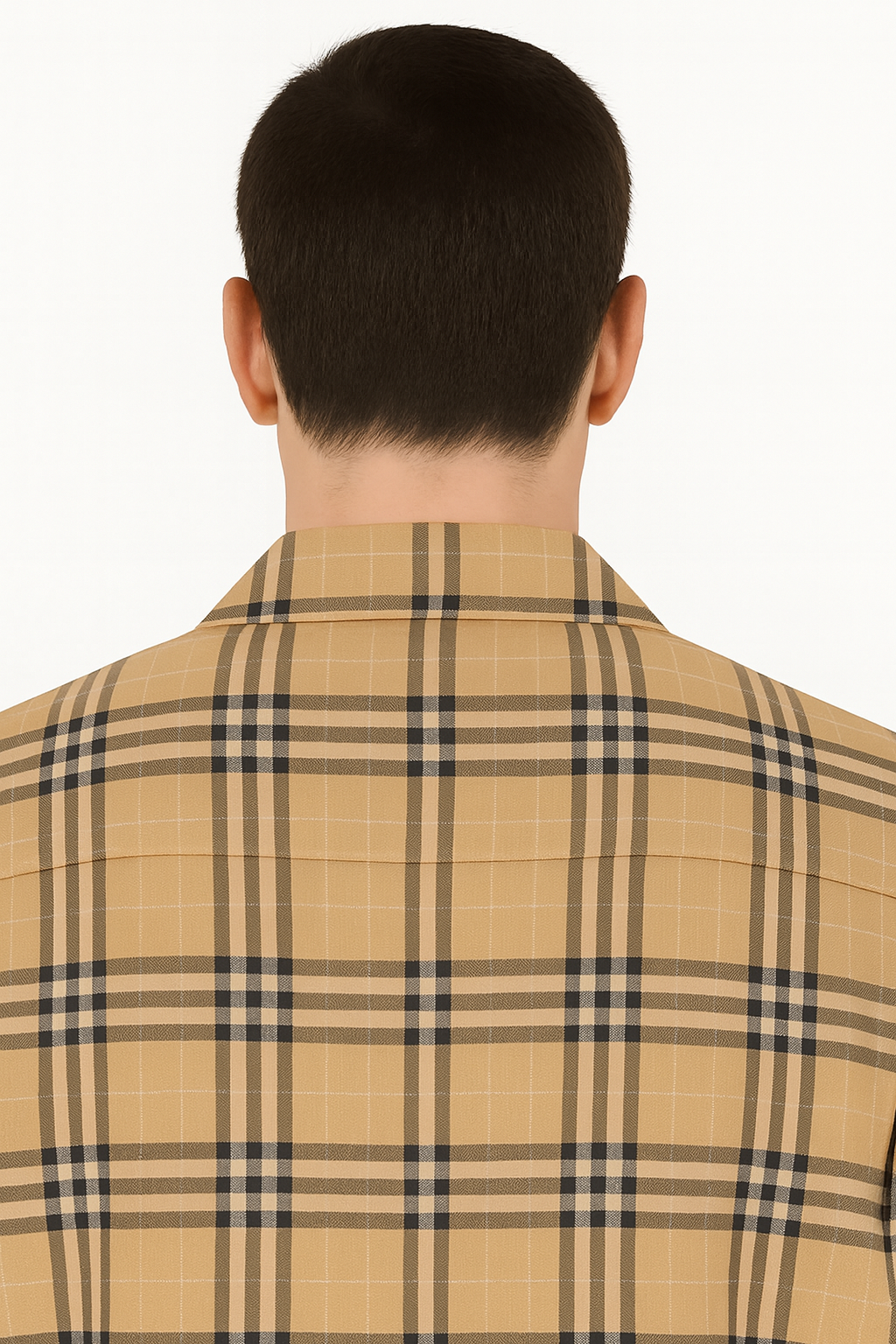 Men’s Beige Plaid Short Sleeve Shirt – Casual Summer Wear