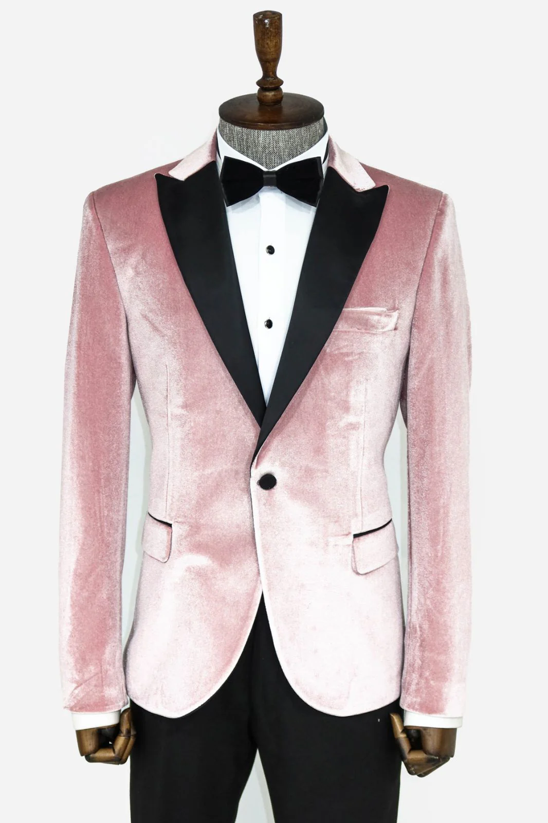 Men’s Premium Blush Pink Velvet Evening Blazer – Slim Fit Formal Prom & Wedding Jacket