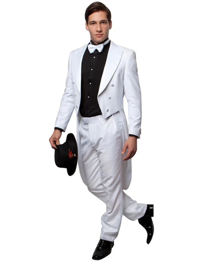 White Prom Suit - White Prom Tuxedo Suits - White Wedding Tail Tuxedo