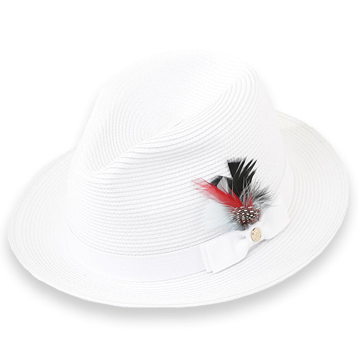 Tapa Crushable Straw Hat Fedora in White by Ferrecci USA