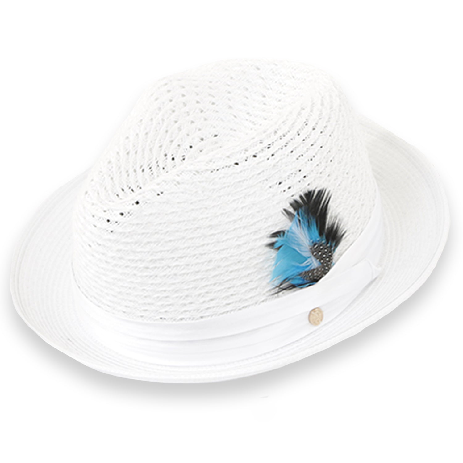 Castor Crushable Straw Hat Fedora in White by Ferrecci USA