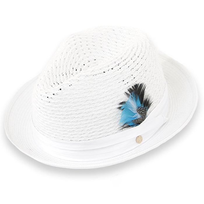 Castor Crushable Straw Hat Fedora in White by Ferrecci USA