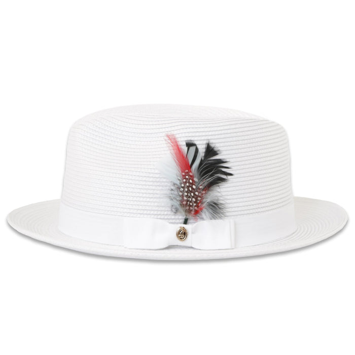 Tapa Crushable Straw Hat Fedora in White by Ferrecci USA