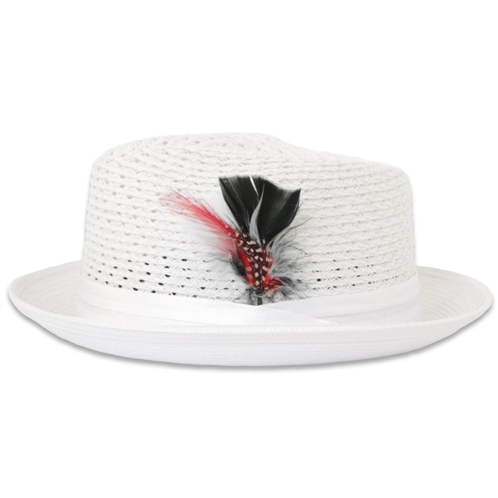 Castor Crushable Straw Hat Fedora in White by Ferrecci USA