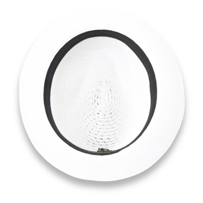 Castor Crushable Straw Hat Fedora in White by Ferrecci USA