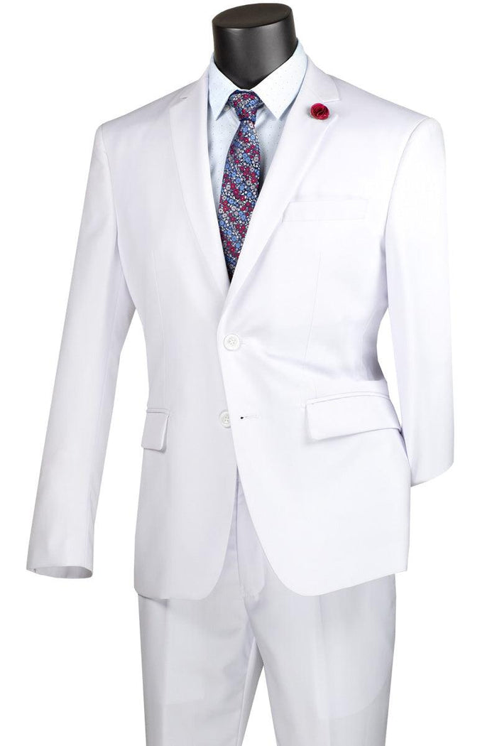 White Regular Fit Two Piece Suit by Vinci