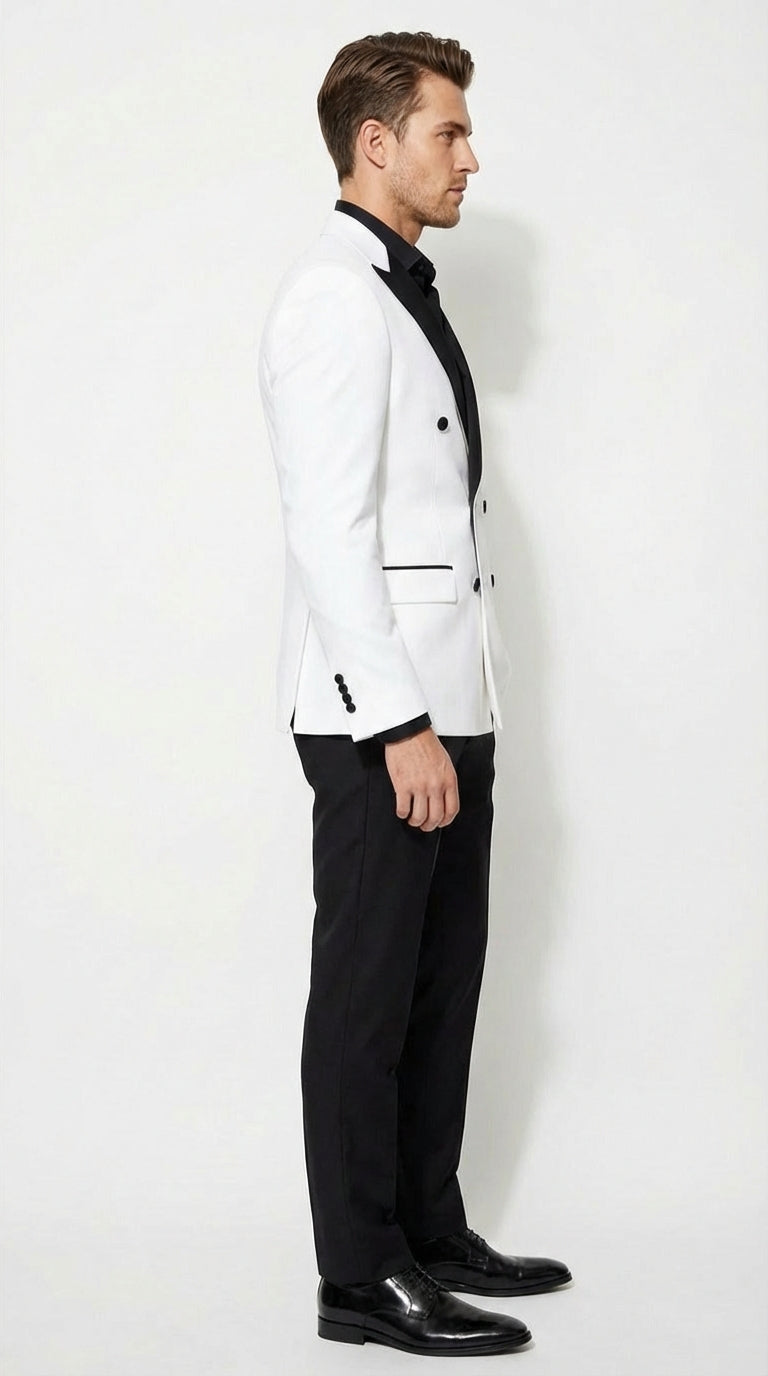 White Double Breasted Blazer Tuxedo Dinner Jacket