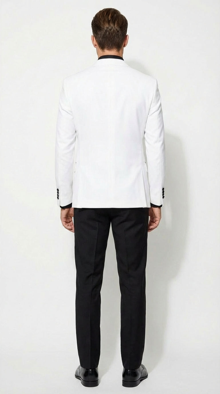 White Double Breasted Blazer Tuxedo Dinner Jacket