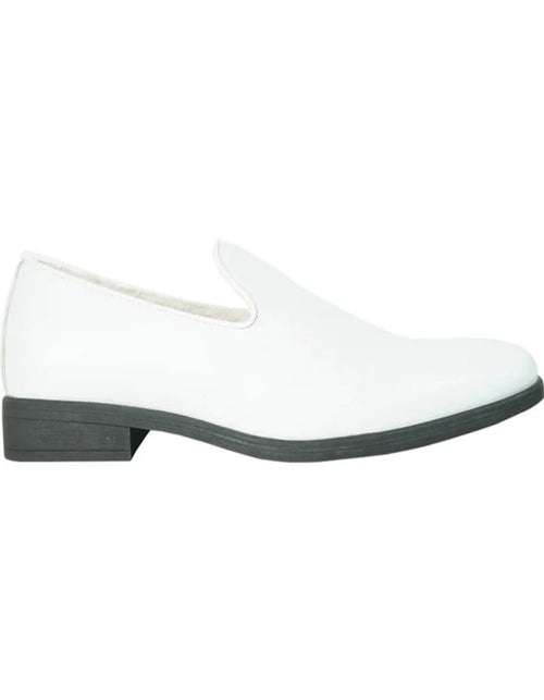 White Prom Shoes - Mens Classic Plain Toe Slip on Loafer White Dress Shoe