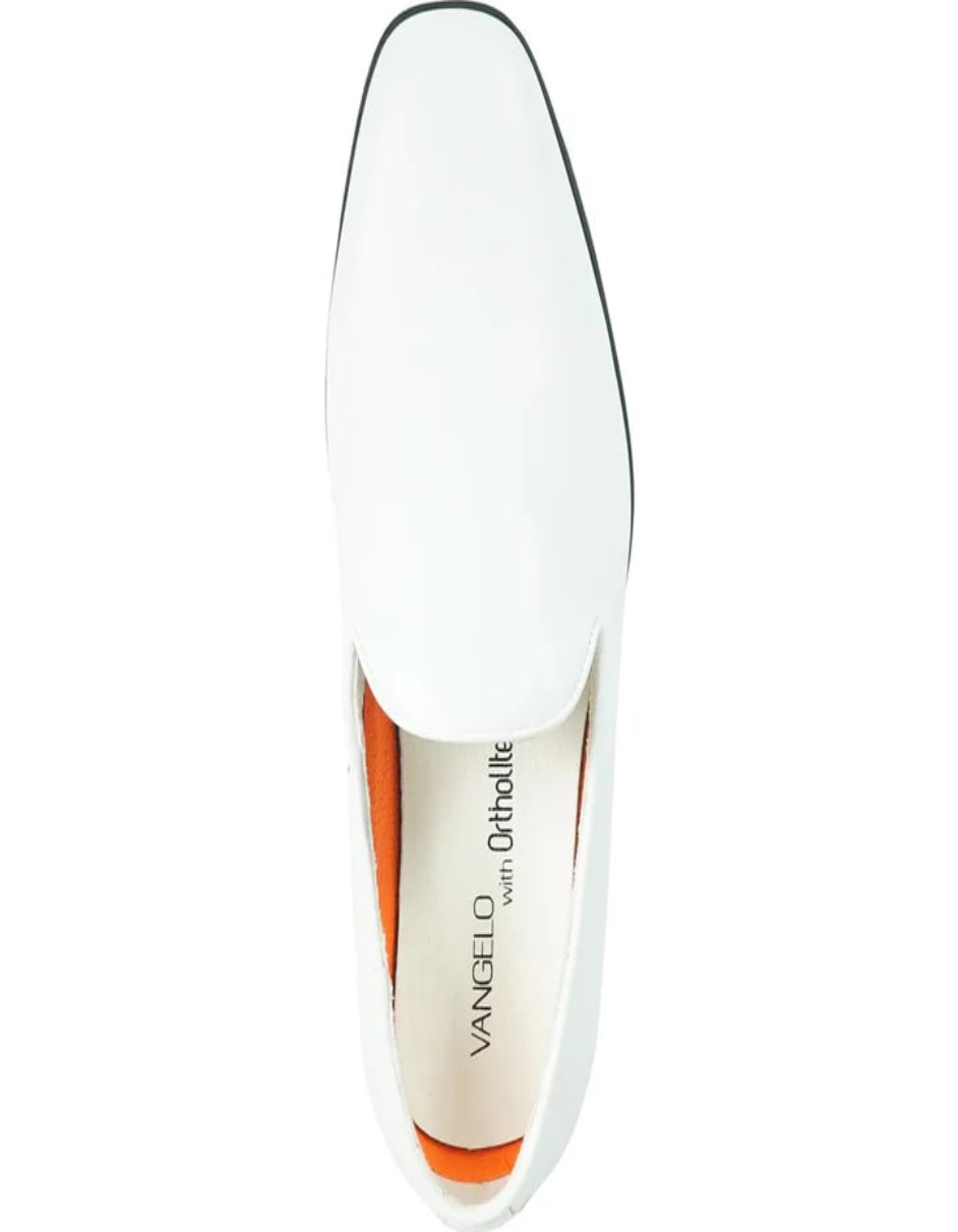 White Prom Shoes - Mens Classic Plain Toe Slip on Loafer White Dress Shoe