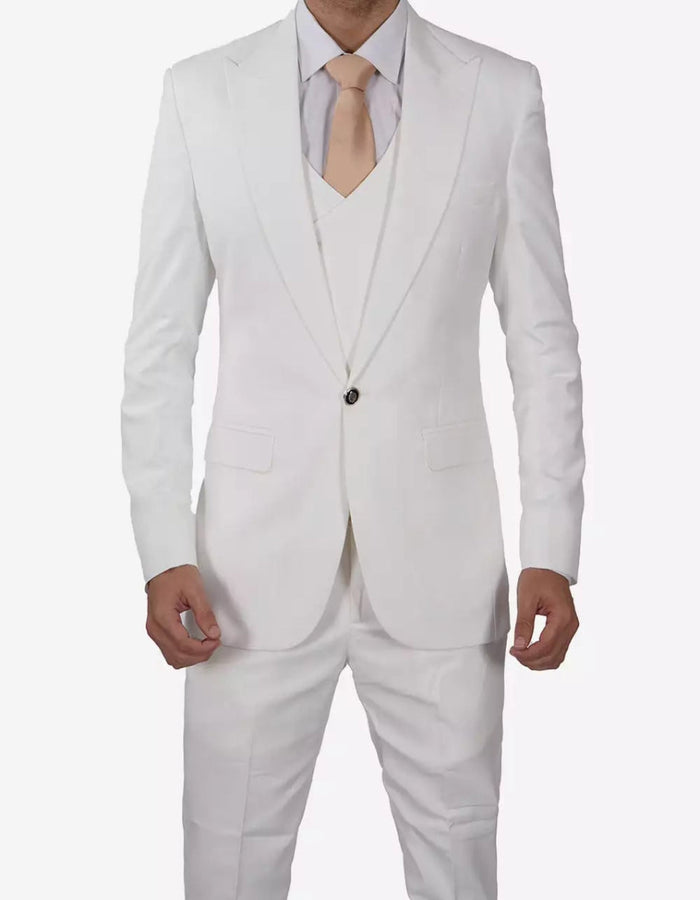 Mens White Three Piece Antonio Double Breasted Vintage Style Suit by USA Men's Outlet