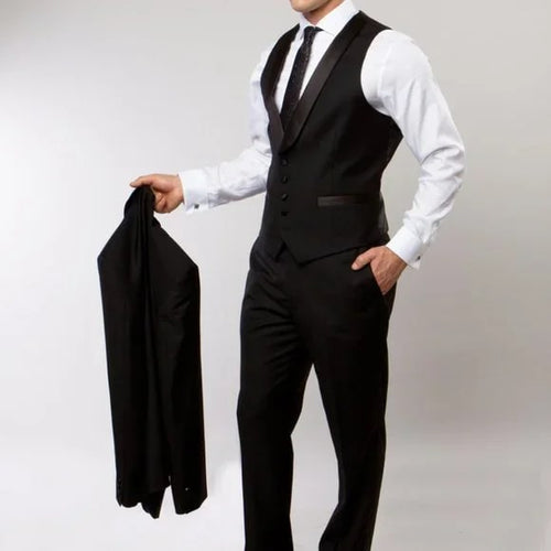 Bryan Michaels Slim Fit 3-PC Tuxedo, Black - Men's Tuxedo USA