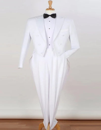 Cheap Tuxedos - Affordable Prom Suit - Mens Classic Fit Long Tail White Tuxedo