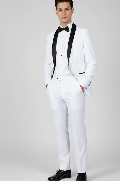 White Vinci 1-Button Shawl Tuxedo