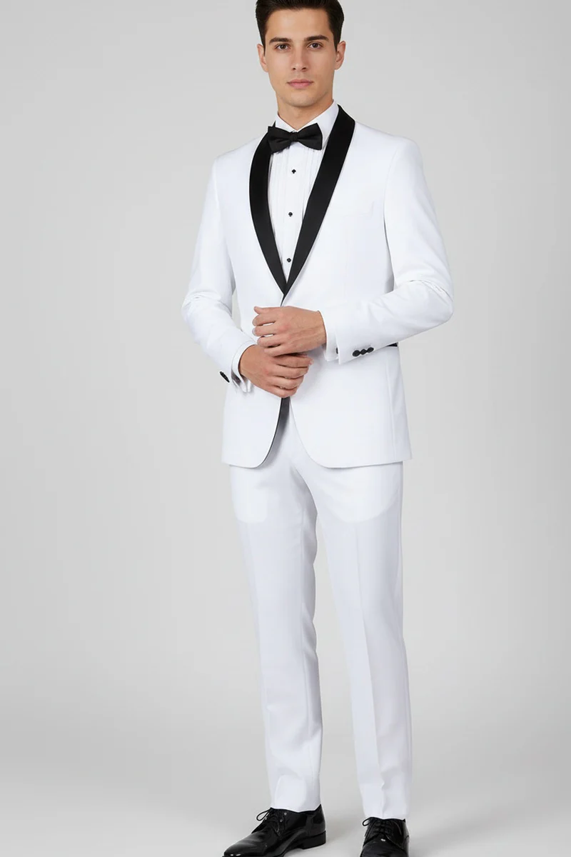 White Vinci 1-Button Shawl Tuxedo