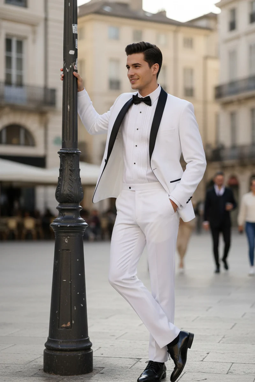 White Vinci 1-Button Shawl Tuxedo